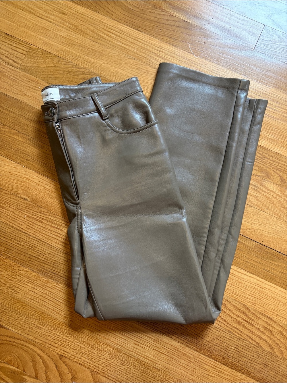 Wilfred Skinny Faux Leather Pants in Taupe